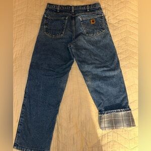 Carhartt Men's Relaxed Blue Jeans w Flannel Lining